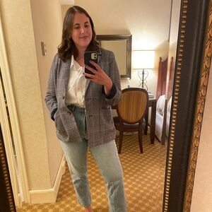 Madewell Classic Plaid Wool Oversized Blazer